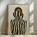 Afrocentric Abstract Black Woman Canvas Print | Black & White Stripes Neutral Wall Art