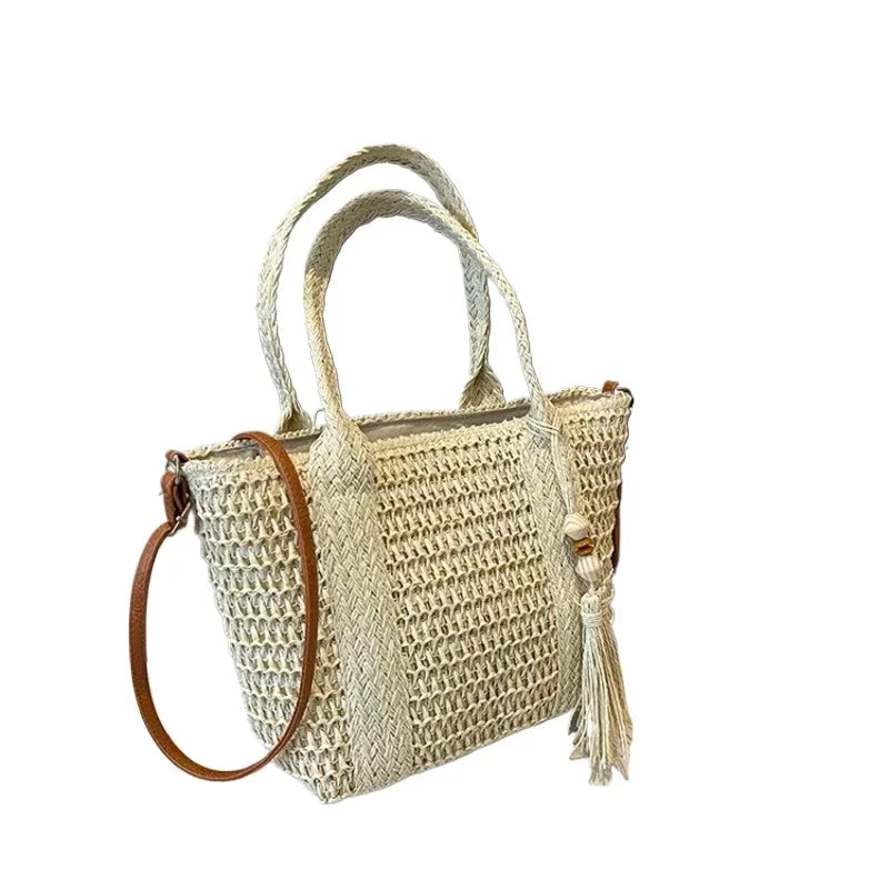 Straw Woven Summer Tote Bag for Women – Large Capacity Casual Vacation Shoulder Bag