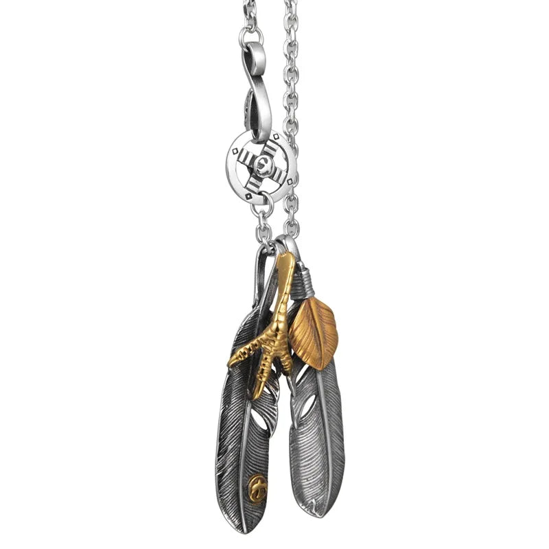FBA Hip Hop Feather Pendant Necklace Set | Punk Chain Jewelry