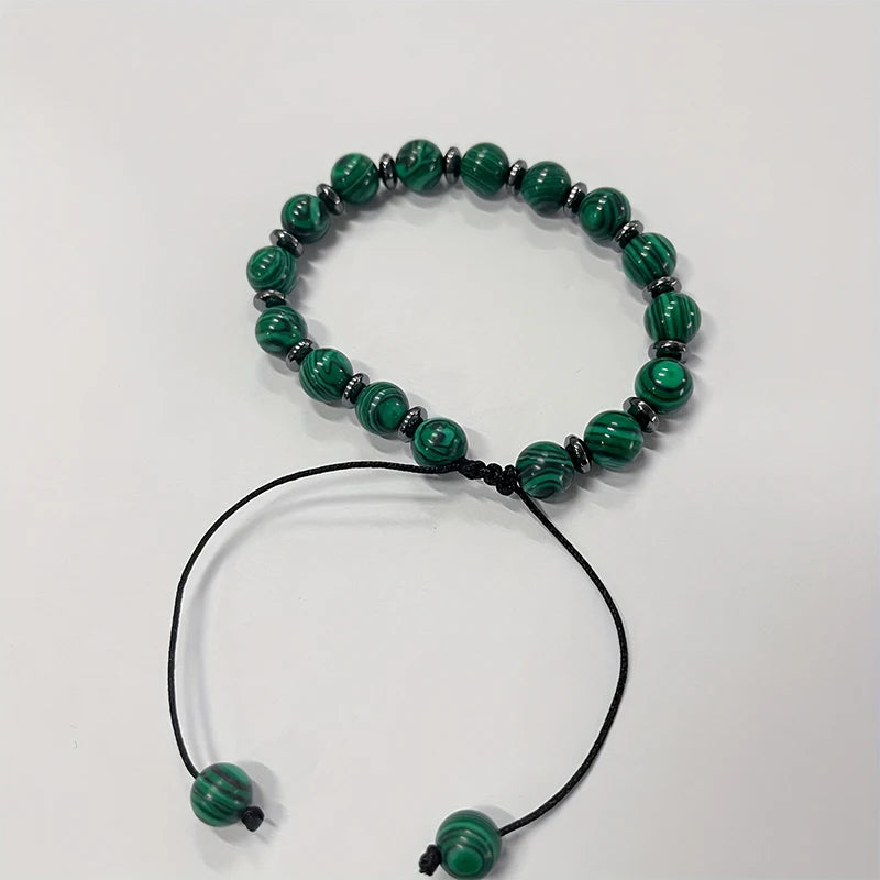 FBA Natural Malachite Beaded Stone Bracelet | Valentine's Day Jewelry Gift