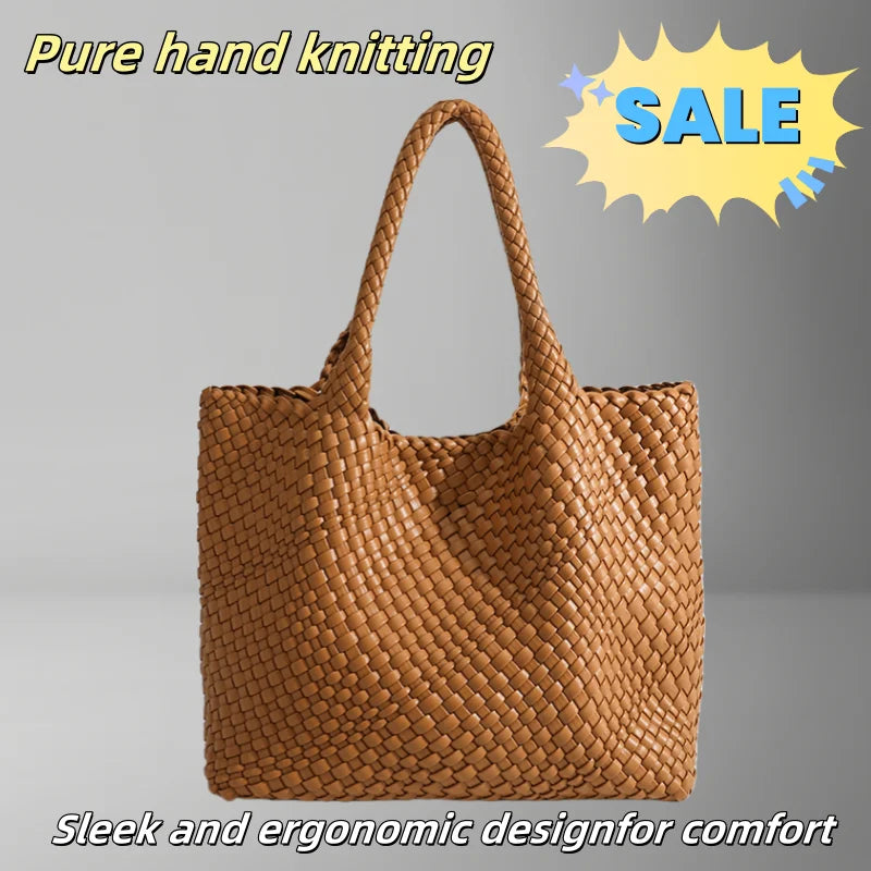 PU Woven Hobo Tote Bag with Coin Purse for Women – Soft Foldable Top-Handle Shoulder Bag