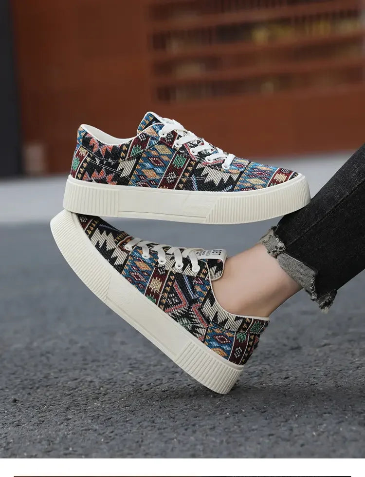 FBA Men's Retro Jacquard Low Top Trendy Shoes | National Style Korean Edition