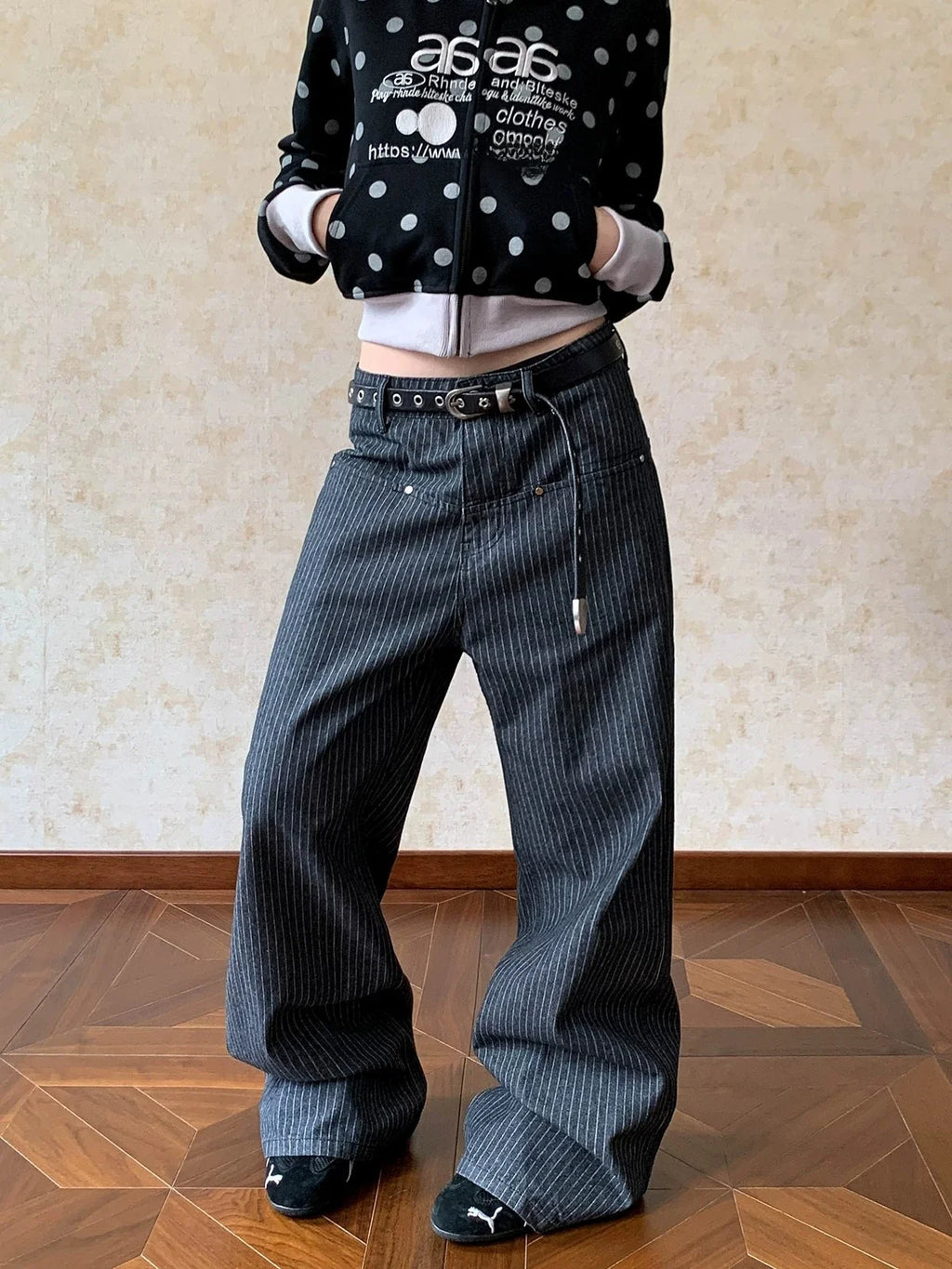 American Retro Vertical Stripe Loose Straight Fit Jeans – Unisex Clean Fit Streetwear Denim Long Pants | Black Stripes | S–3XL | FBA Vibes