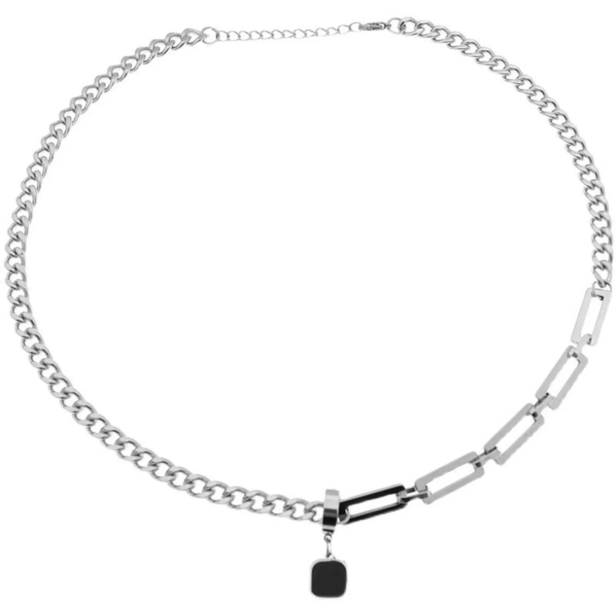 FBA Black Beads Square Pendant Necklace for Men | Fashion Jewelry