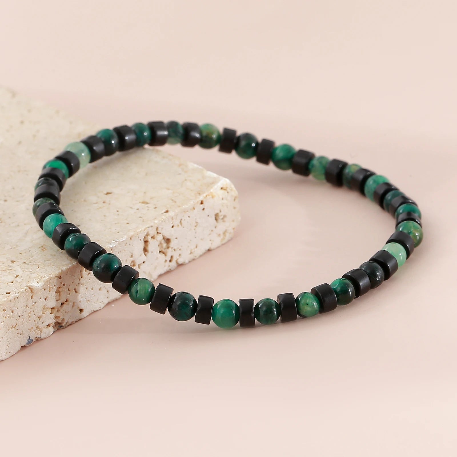 FBA Men's Natural Stone Beaded Elastic Bracelet | Handmade Jewelry Gift
