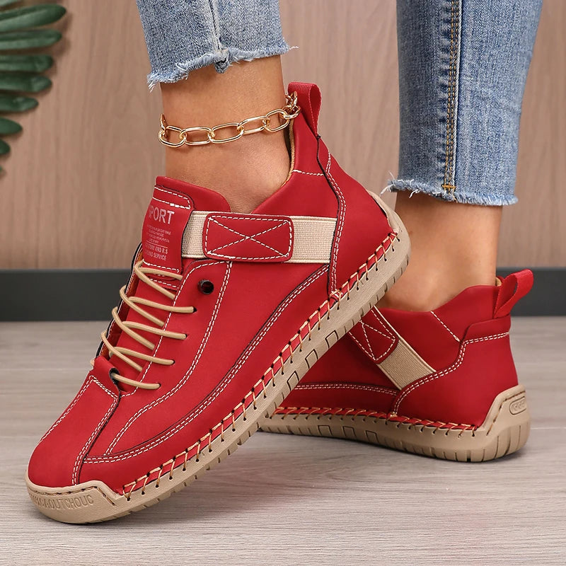 Women's Retro British-Style Lace-Up Ankle Boot — Waterproof Microfiber