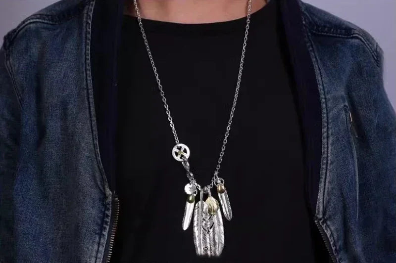 FBA Classic Feather Pendant Necklace Set | Hip Hop Punk Jewelry