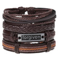 FBA 4-Piece Braided Leather Ethnic Wristband Set | Hope Believe Bracelet