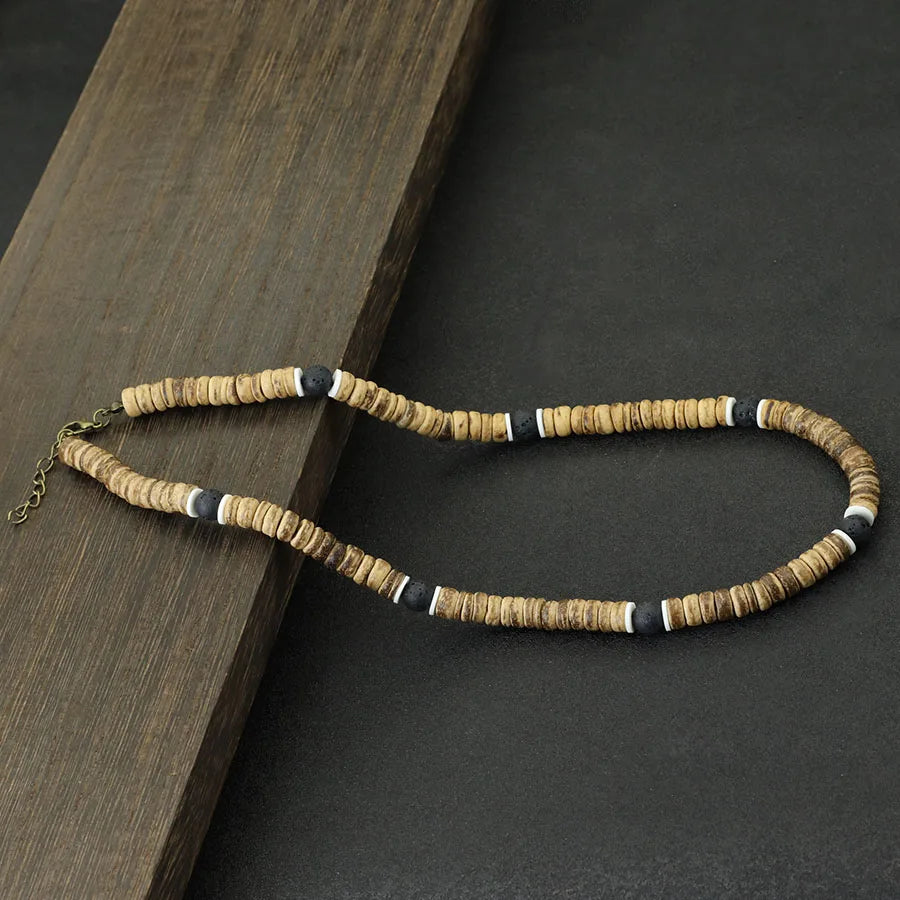 FBA Handmade Coconut Wood Healing Stone Choker | Men's Jewelry