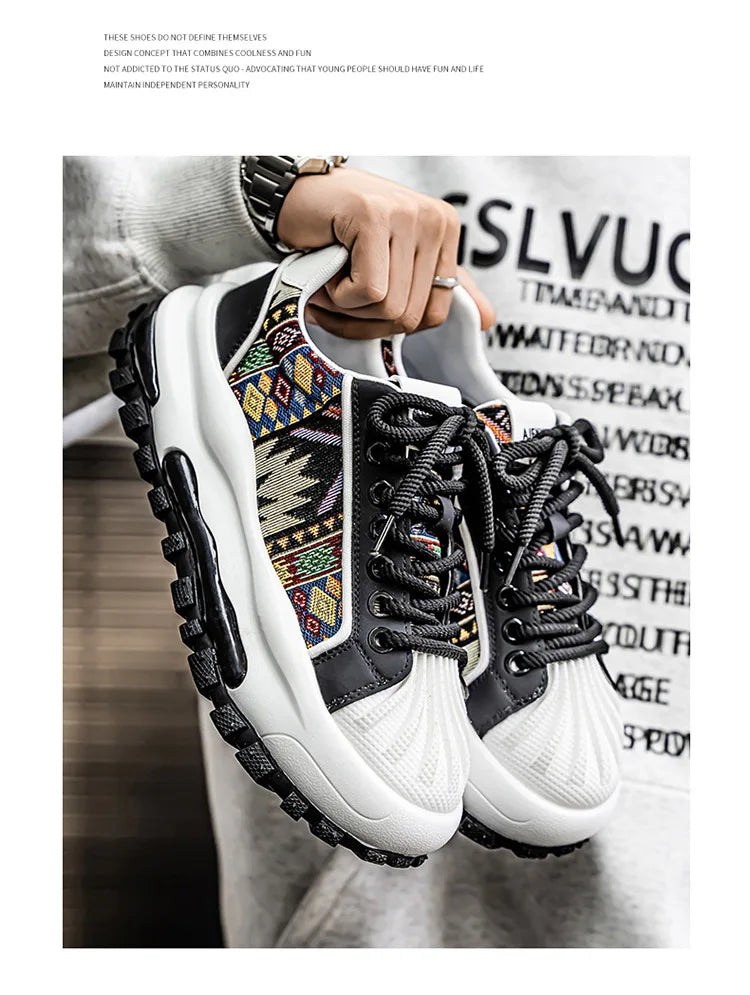 FBA Men's Low Top Thick Soled Platform Sneakers | Casual Sports Shoes
