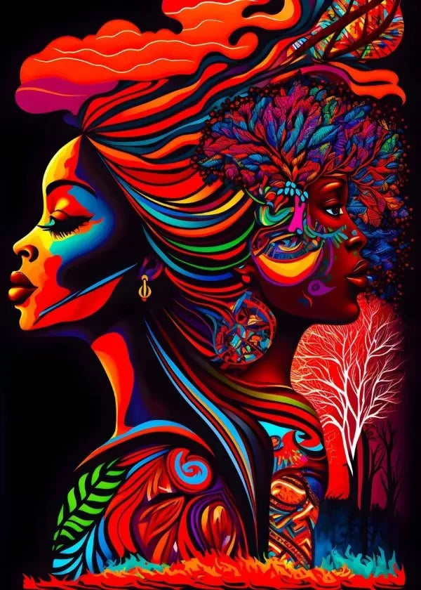 Abstract Black Women Diamond Painting Kit | Full Drill DIY Mosaic Art | FBA Vibes