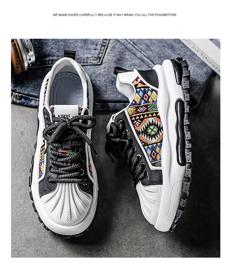 FBA Men's Low Top Thick Soled Platform Sneakers | Casual Sports Shoes