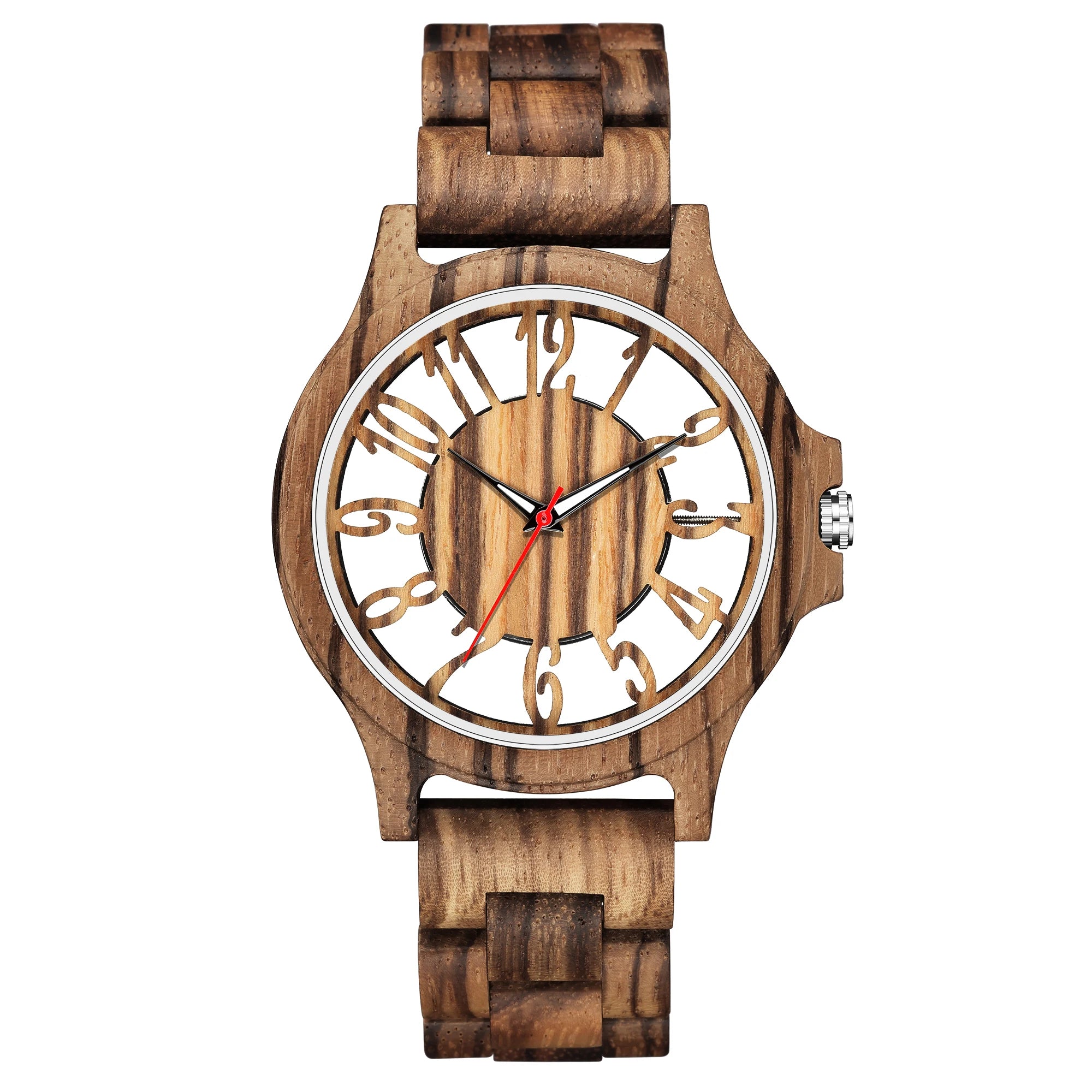 FBA Unisex Hollow Style Wood Watch | Big Dial Quartz Wooden Wristwatch