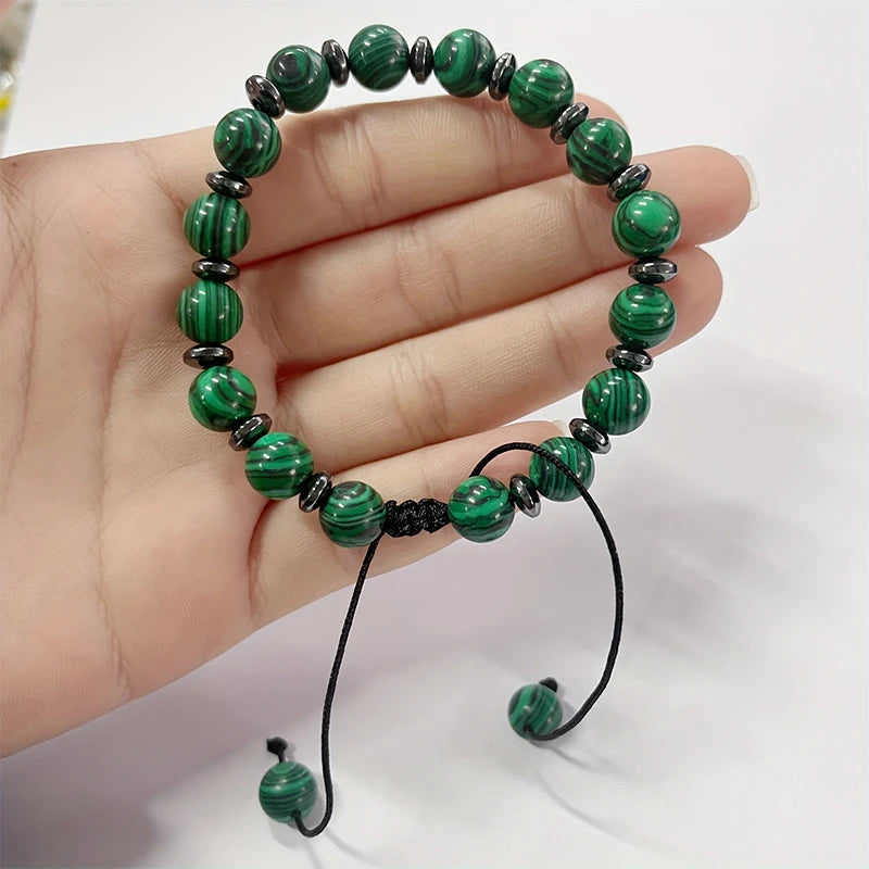 FBA Natural Malachite Beaded Stone Bracelet | Valentine's Day Jewelry Gift