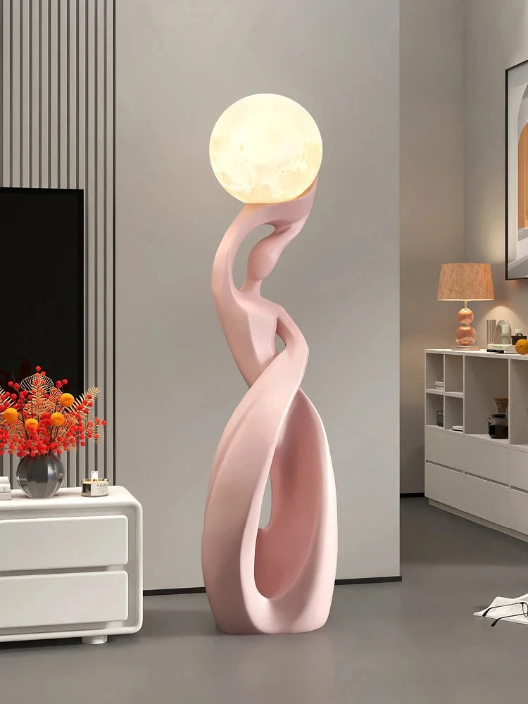 Abstract Art Luminous Floor Sculpture | Nordic Resin Figurine for Living Room & Entryway Decor