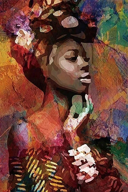 Abstract African Woman Canvas Print | Modern Girl Wall Art for Living Room