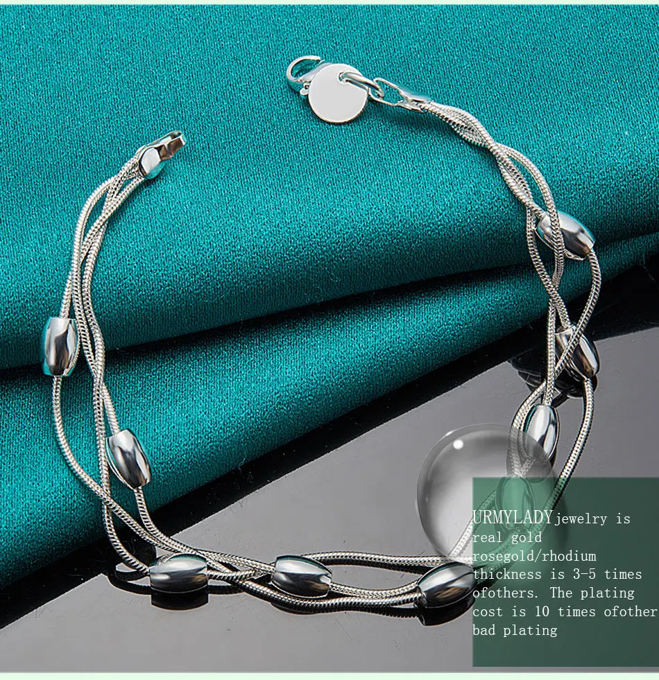 FBA 925 Sterling Silver Beaded Bracelet for Women | Wedding Jewelry