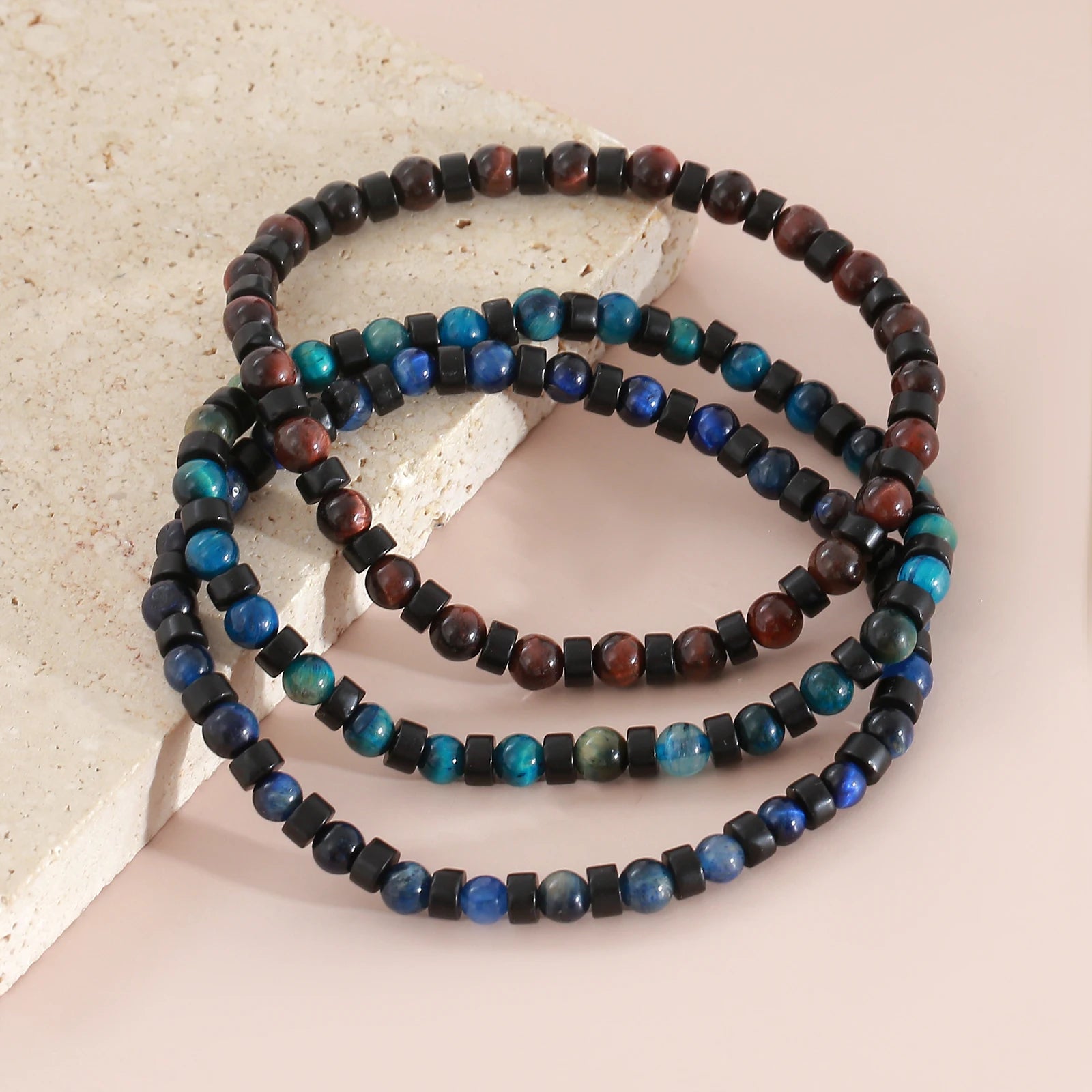 FBA Men's Natural Stone Beaded Elastic Bracelet | Handmade Jewelry Gift