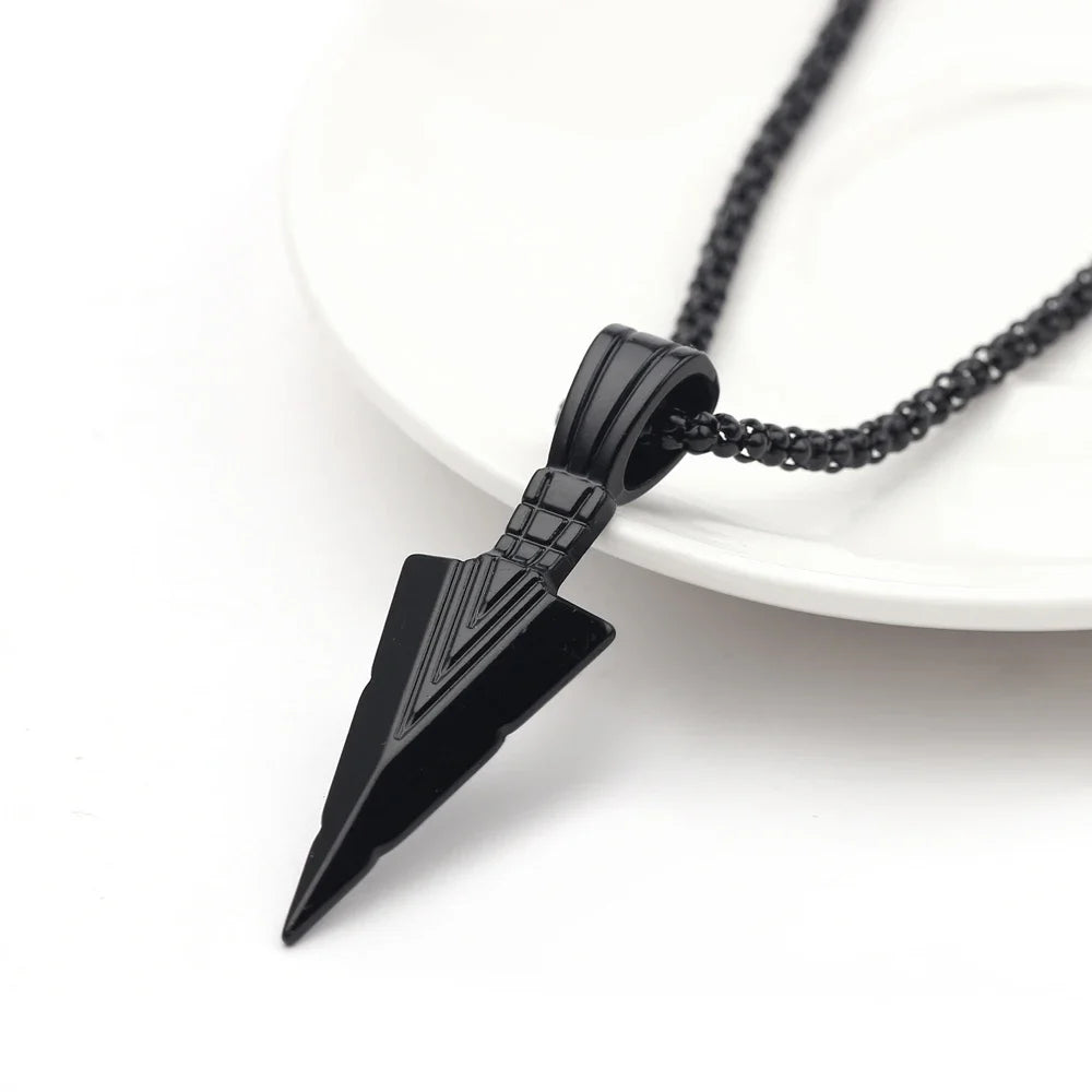 FBA Men's Black Long Arrow Pendant Necklace | Hip Hop Punk Rock Jewelry
