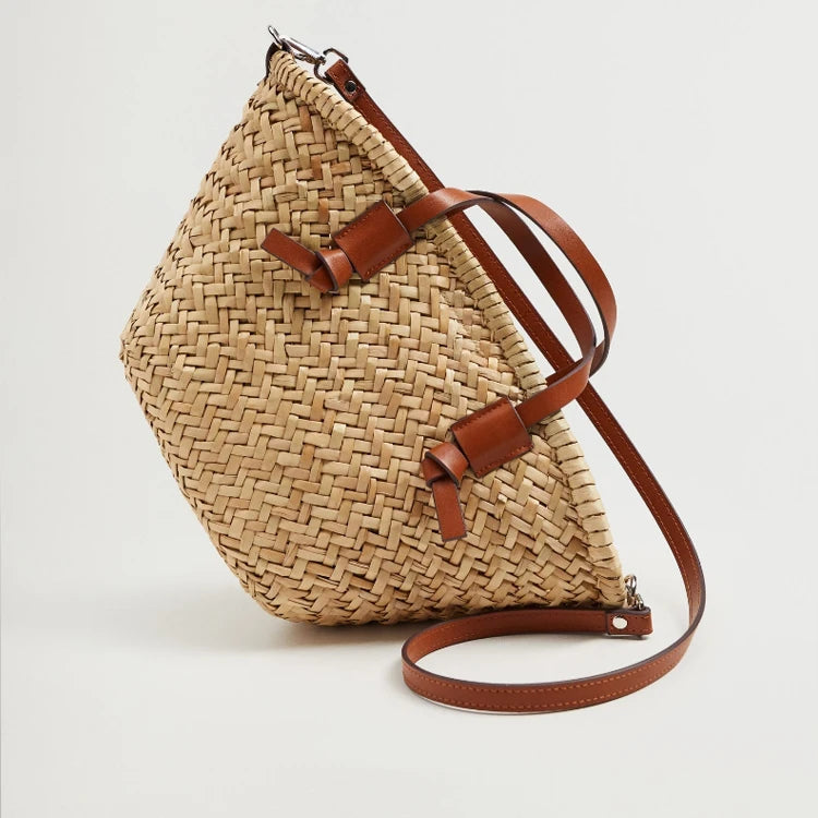 Large Capacity Rattan Wicker Woven Basket Tote Bag – Straw Shoulder & Crossbody Beach Bag for Women