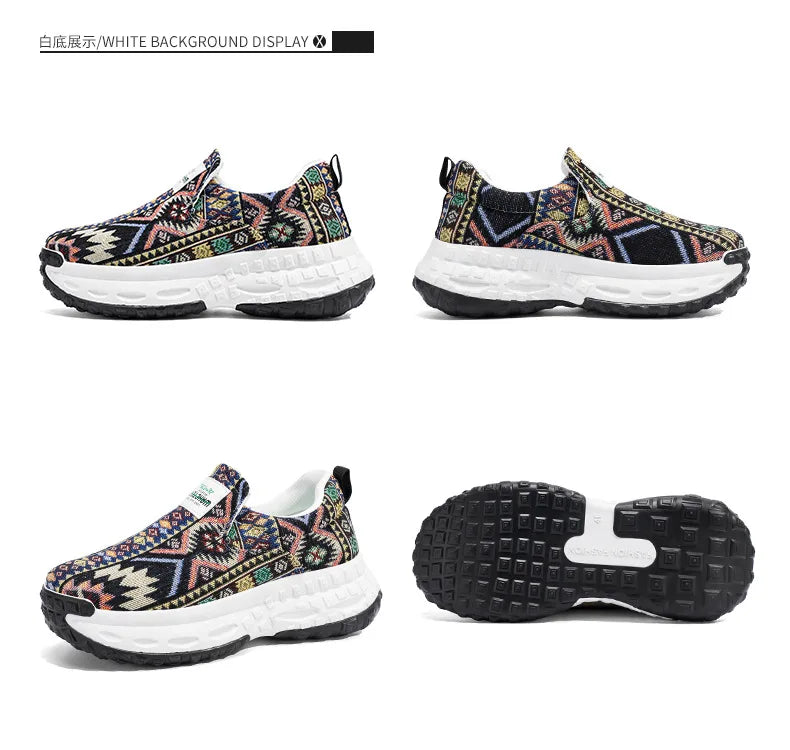 FBA Bohemia Print Canvas Sneakers | Breathable Anti-Slip Casual Shoes