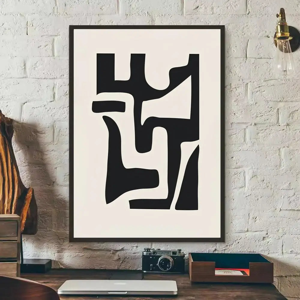 Black & White Modernism Canvas Print | Abstract Landscape Exhibition Poster Wall Art