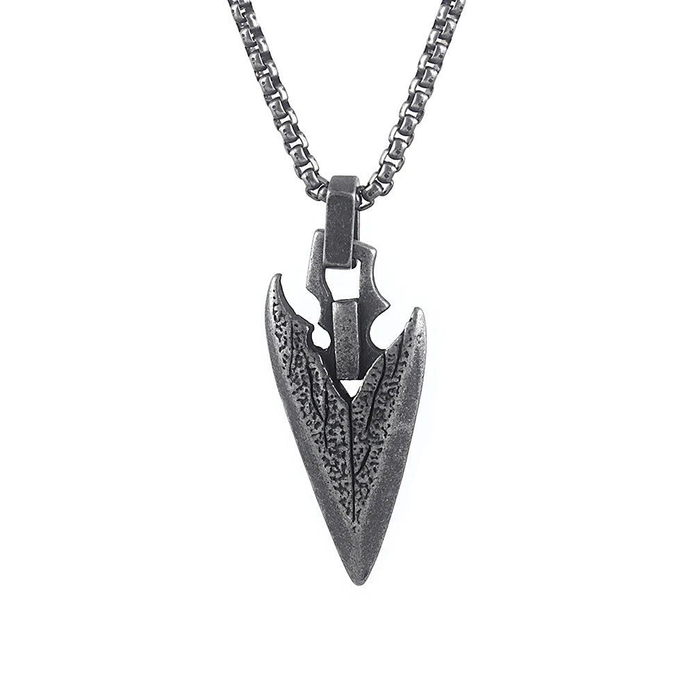 FBA Men's Native Spearhead Arrowhead Pendant Necklace | Stainless Steel Amulet