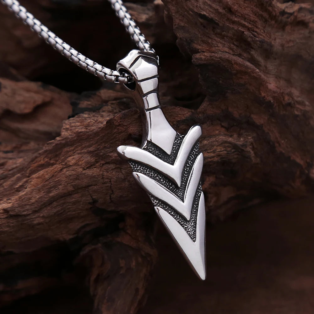 FBA Native Stainless Steel Arrow Pendant Necklace | Hip Hop Amulet Jewelry