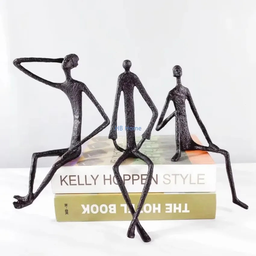 Abstract Metal Human Sculpture | Cast Iron Art Deco Desktop Ornament for Home Decor