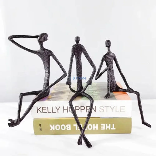 Abstract Metal Human Sculpture | Cast Iron Art Deco Desktop Ornament for Home Decor