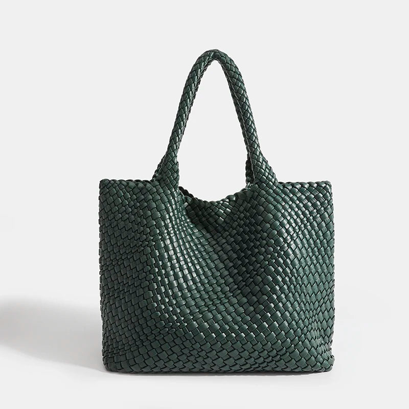 PU Woven Hobo Tote Bag with Coin Purse for Women – Soft Foldable Top-Handle Shoulder Bag