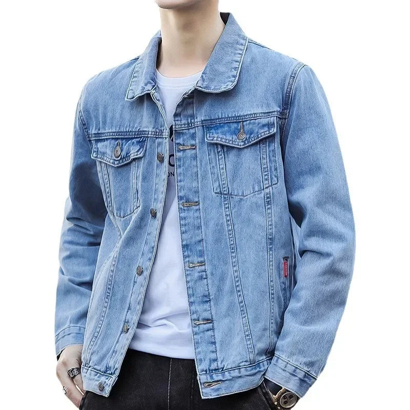 Men's Loose Fit Denim Jacket – Casual Workwear | 4 Colors | S–5XL | FBA Vibes