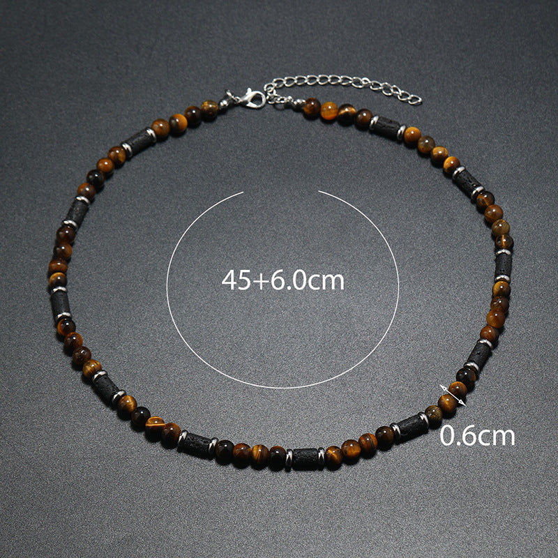 FBA Bohemian Tiger Stone Beaded Necklace for Men | Minimalist Jewelry