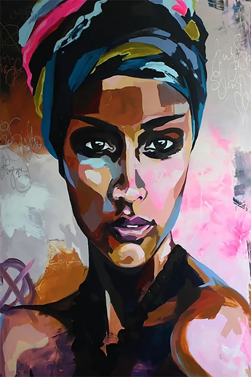 Abstract African Woman Canvas Print | Modern Girl Wall Art for Living Room