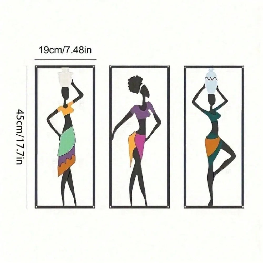 Bohemian Macrame Wall Hanging | African Dancer Fiber Art Sculpture for Living Room & Bedroom