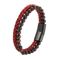 FBA Red Leather Rope Woven Bracelet for Men | Trendy Jewelry
