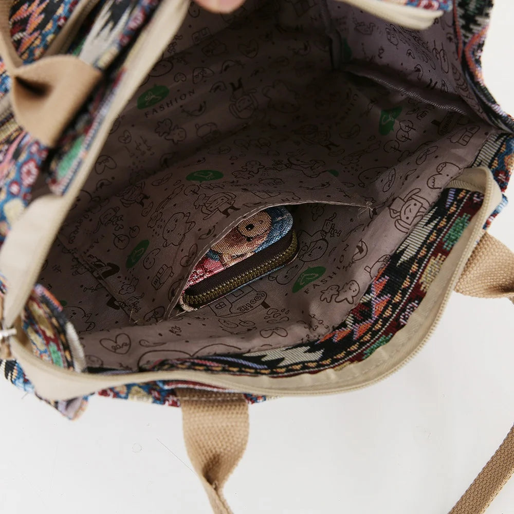Knitted Jacquard Tote Bag for Women – Ethnic Pattern Shopping & Work Bag