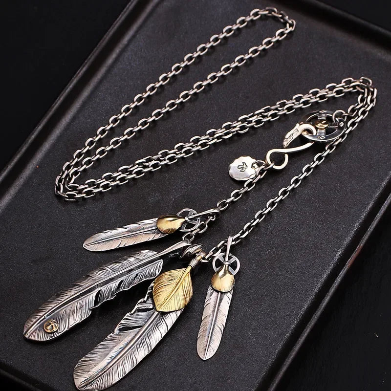 FBA Classic Feather Pendant Necklace Set | Hip Hop Punk Jewelry