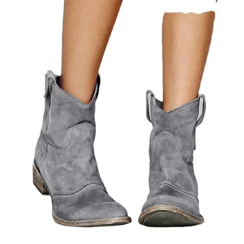 Women's Vintage Western Pointed Toe Slip-On Ankle Bootie | FBA Vibes