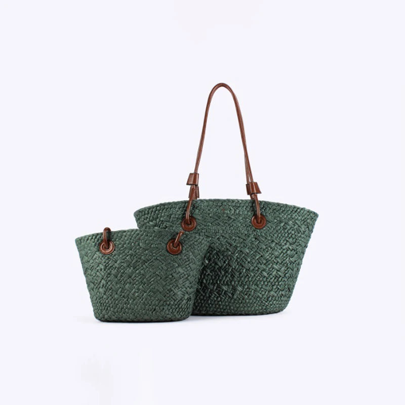Designer Bohemian Chic Straw Woven Tote Bag – Large Capacity Beach Vacation Shoulder Handbag