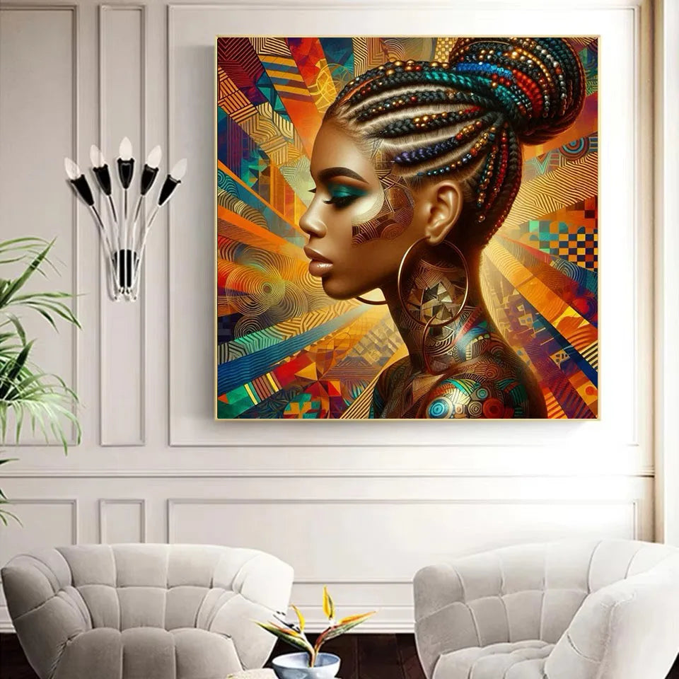 African Woman Diamond Painting Kit | DIY Full Drill Mosaic Embroidery Portrait