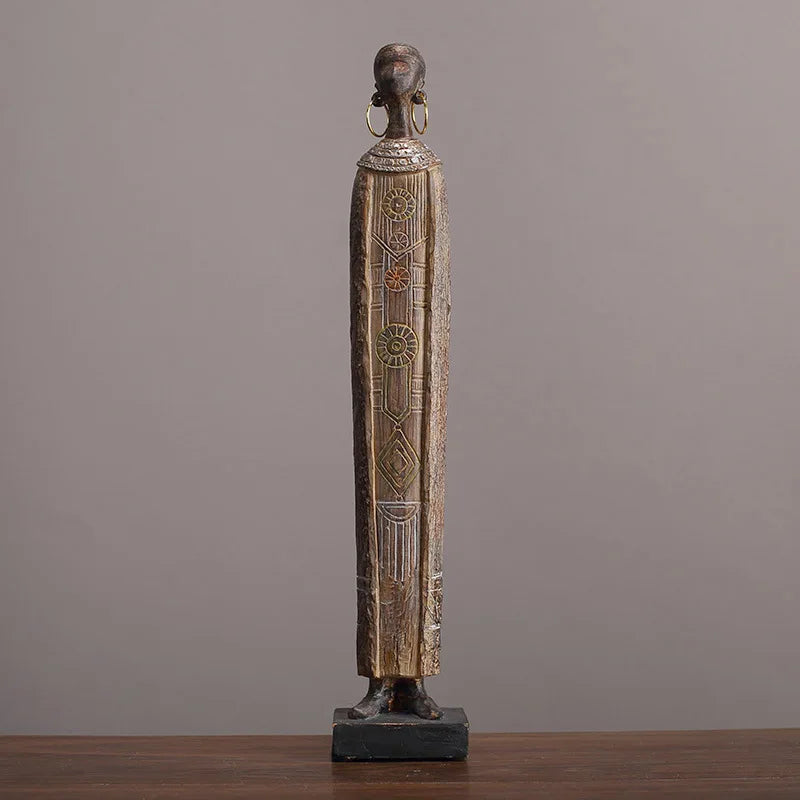 African Tribal Women Resin Figurine | Handcrafted Sculpture for Living Room, Bedroom & Cabinet Decor