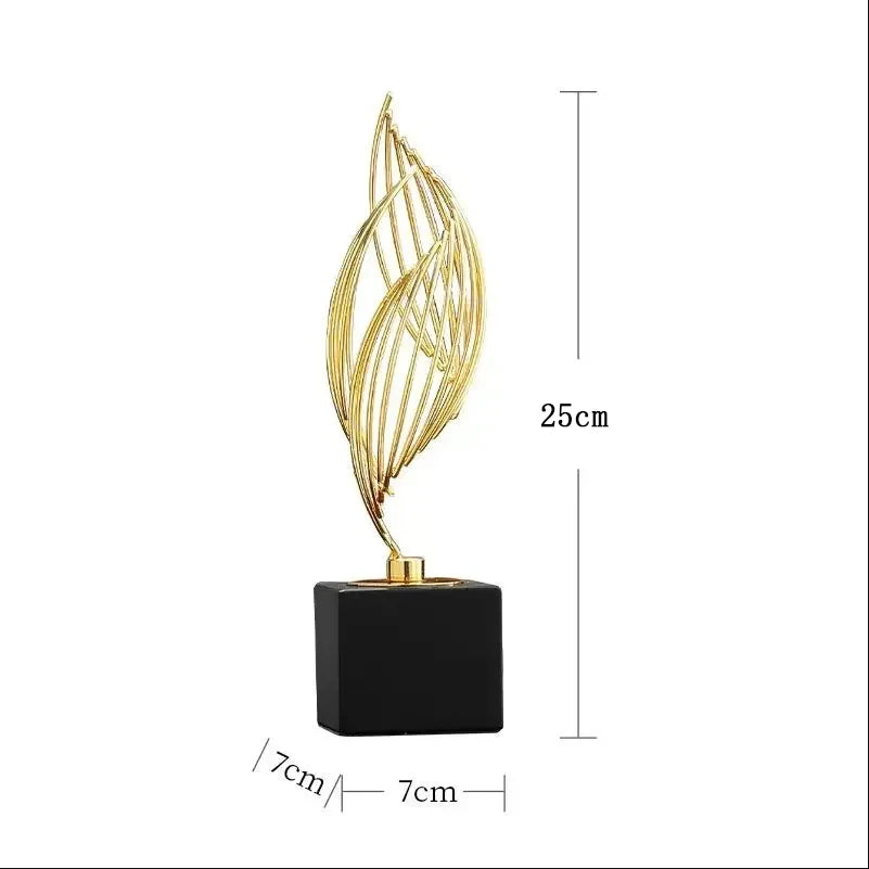 Abstract Gold Metal Sculpture | Modern Home & Office Decor Statue
