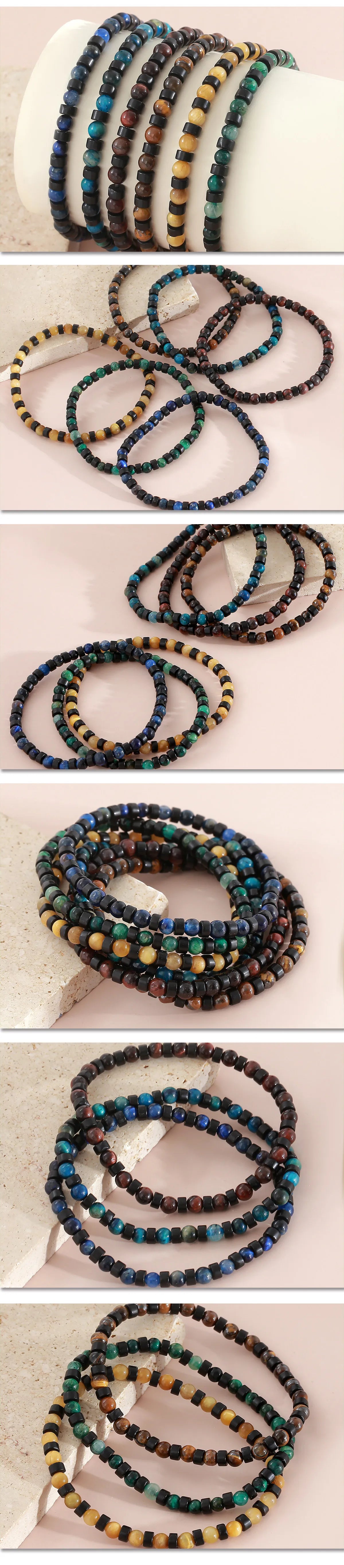 FBA Men's Natural Stone Beaded Elastic Bracelet | Handmade Jewelry Gift