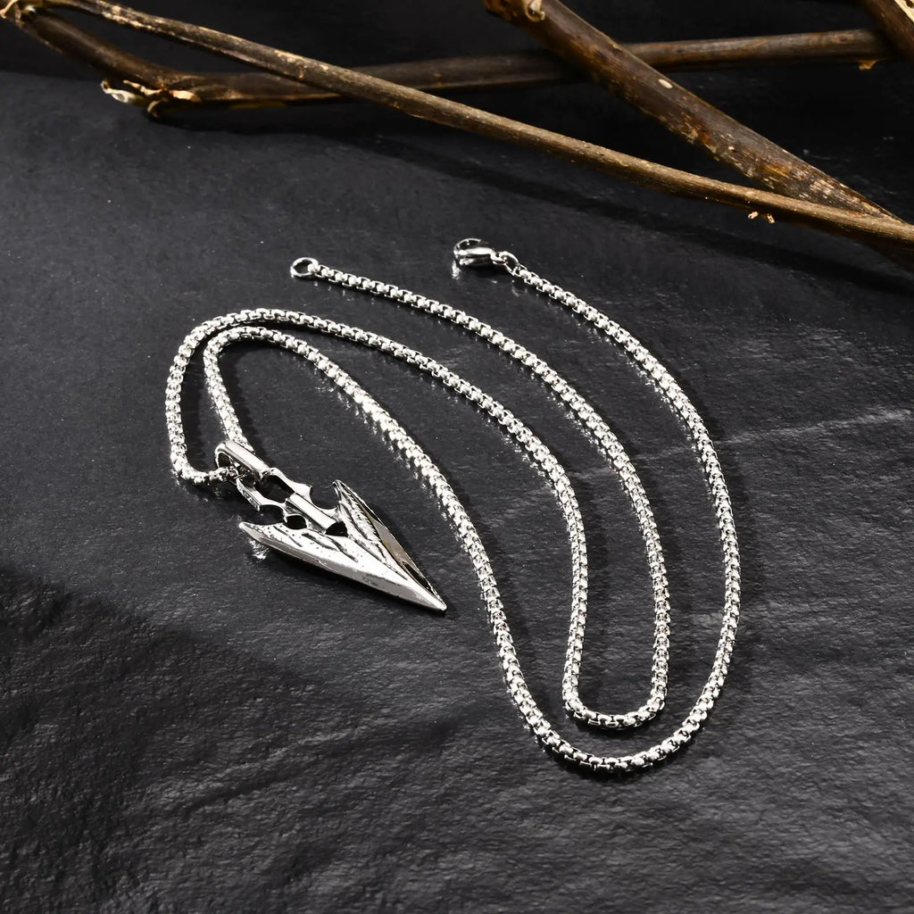 FBA Spear Point Arrowhead Necklace for Men | Stainless Steel Punk Jewelry