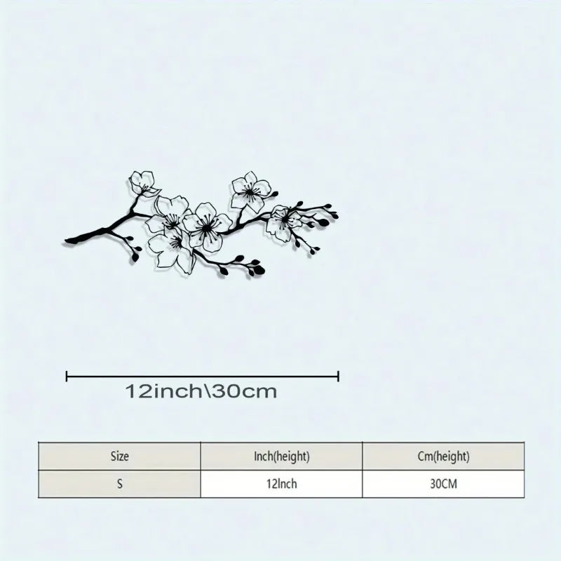 Black Cherry Blossom Metal Wall Art | Modern Iron Wall Decor for Living Room
