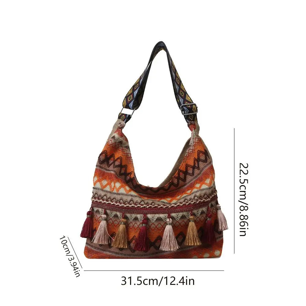 Tassel Ethnic Bohemian Crossbody Shoulder Bag – Fringe Woven Messenger Tote