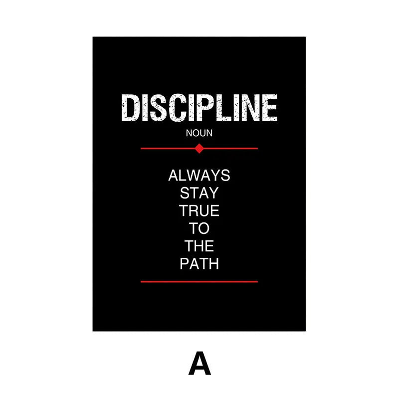Black Inspirational Quote Canvas Print | Discipline Believe Focus Motivational Wall Art for Home Decor