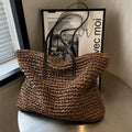Casual Straw Woven Bucket Tote Bag for Women – Large Capacity Beach & Shopping Shoulder Bag