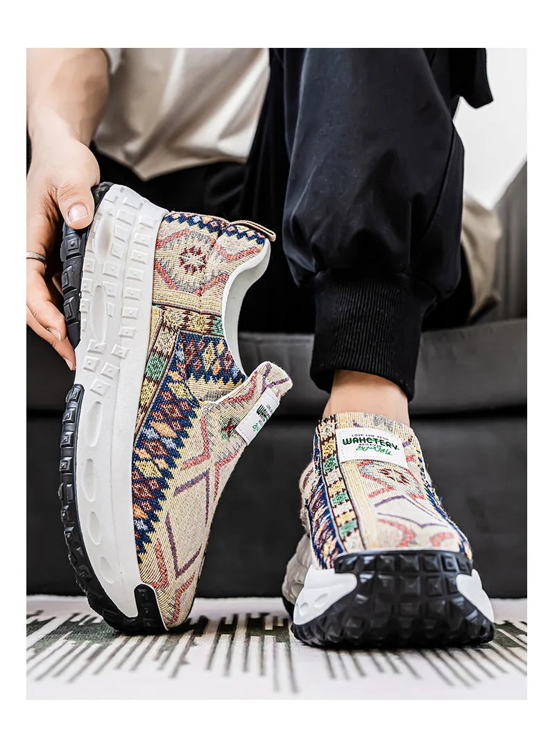 FBA Bohemia Print Canvas Sneakers | Breathable Anti-Slip Casual Shoes